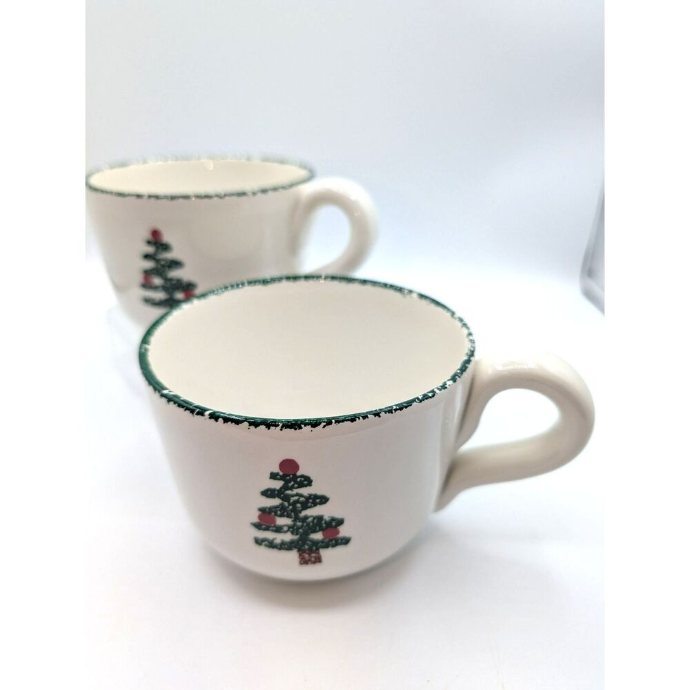 FURIO 2pc 6-inch Sponge Christmas Tree Soup Mugs Oversize Coffee Made in Italy
